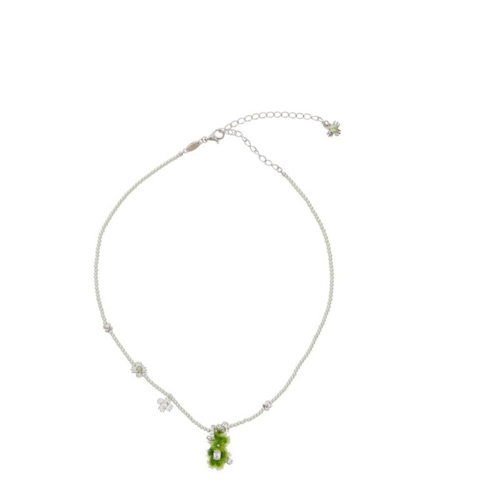 Yvmin Women Necklace 'Pearl Garden' With Bear Pendant In Green